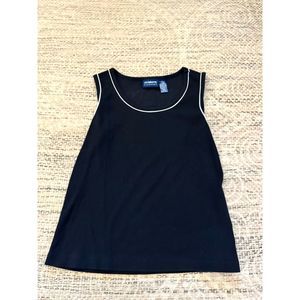 Liz Claiborne Women's Size Large Black White Tank Top Cotton Shirt Liz Sport